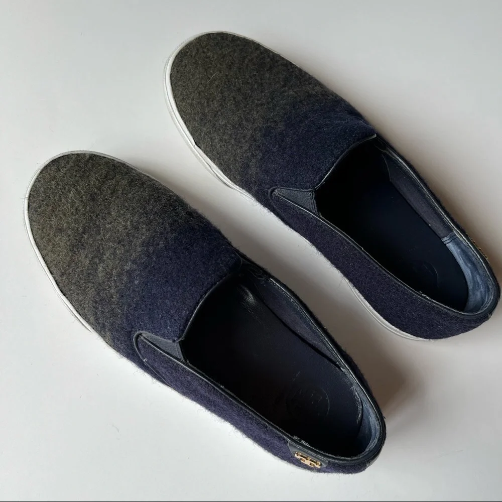 Tory Burch Stardust Ombré Leather Wool Sneakers